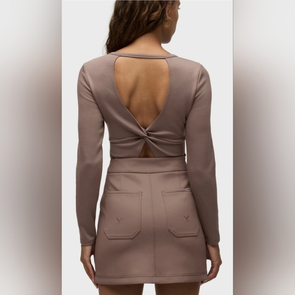 Hudson Knot Back Long Sleeve Snsp Closure Bodysuit Deep Taupe Size Medium - Picture 5 of 15